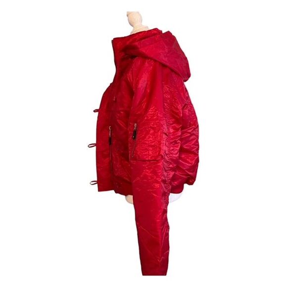 Baby Noiz Cropped Puffer Jacket Bright Red Softside Hooded M - Picture 2 of 10